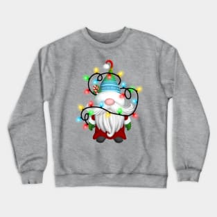 Gnome Wrapped in Christmas Lights Crewneck Sweatshirt